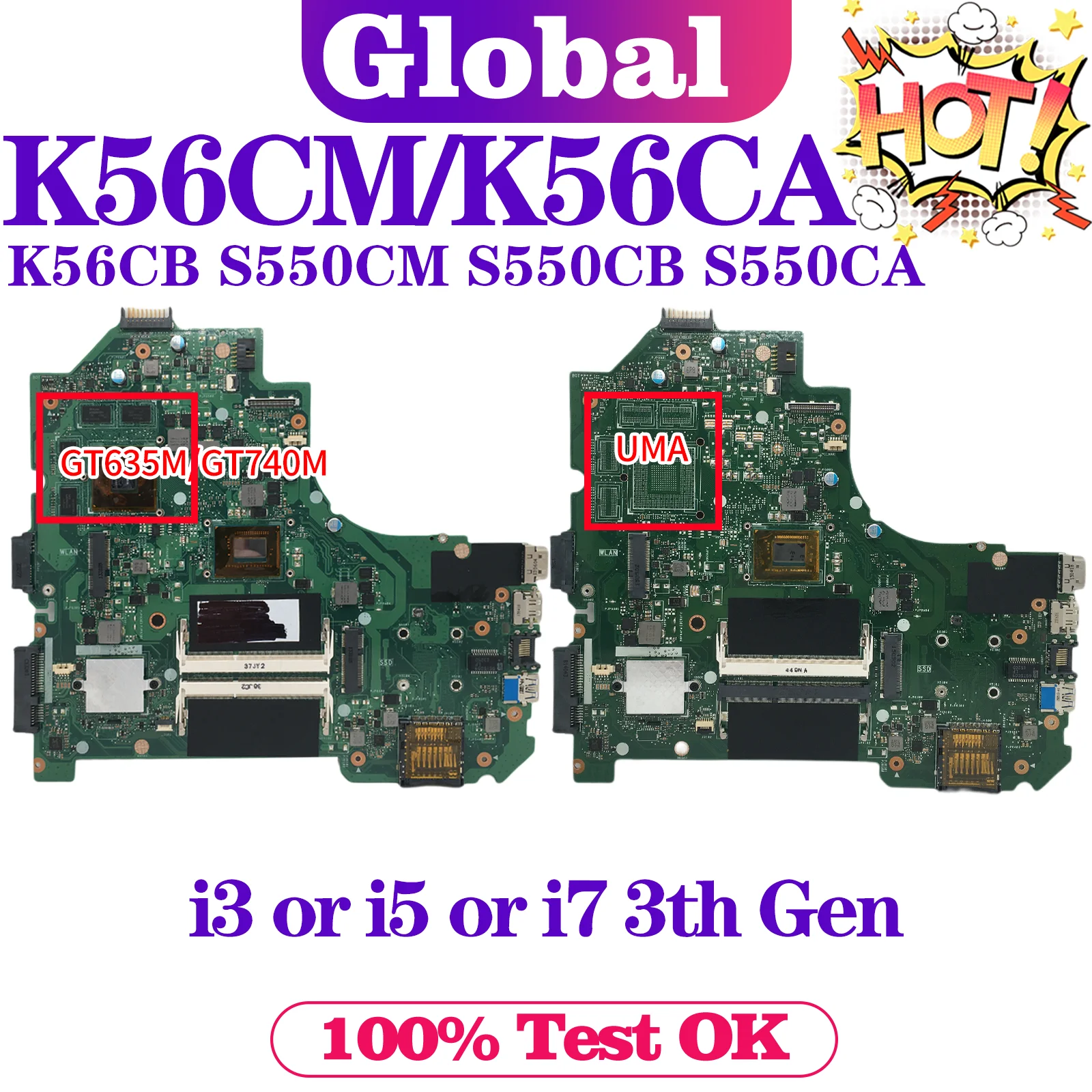 

K56CM Mainboard For ASUS K56C K56CB S56C A56C P56C E56C S550C S550CM S550CB K56CA R505CB R505CM R505CA Laptop Motherboard