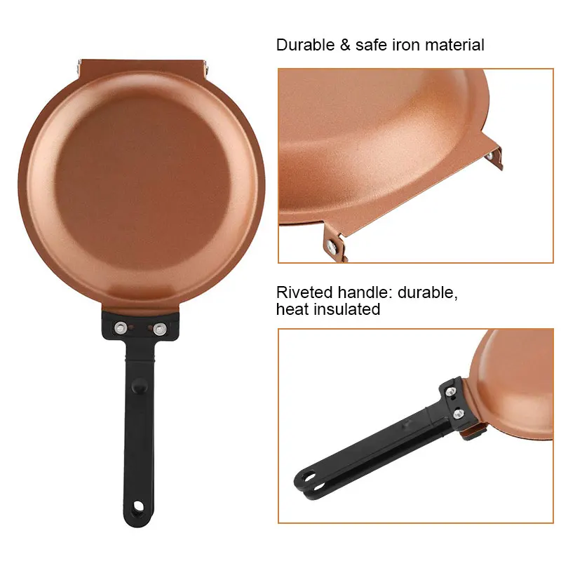 Double Side Pancake Pan Non-stick Ceramic Coating Flip Frying Pan Fried Egg Pancake Maker Grill Pan Household Kitchen Cookware