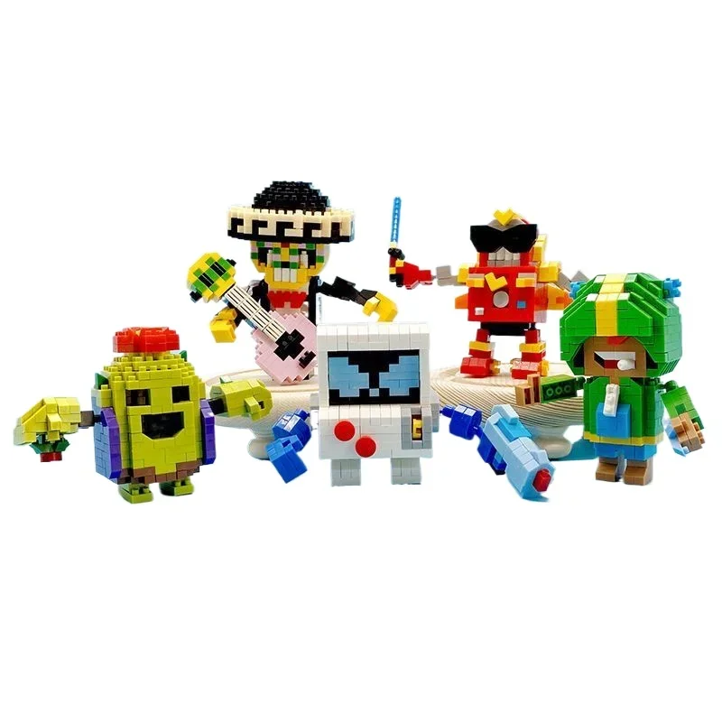 Cartoon Robot Game Building Blocks Creative 3D DIY Assembled Model Dalier Monster Micro Brick Figures Kid Toys for Birthday Gift