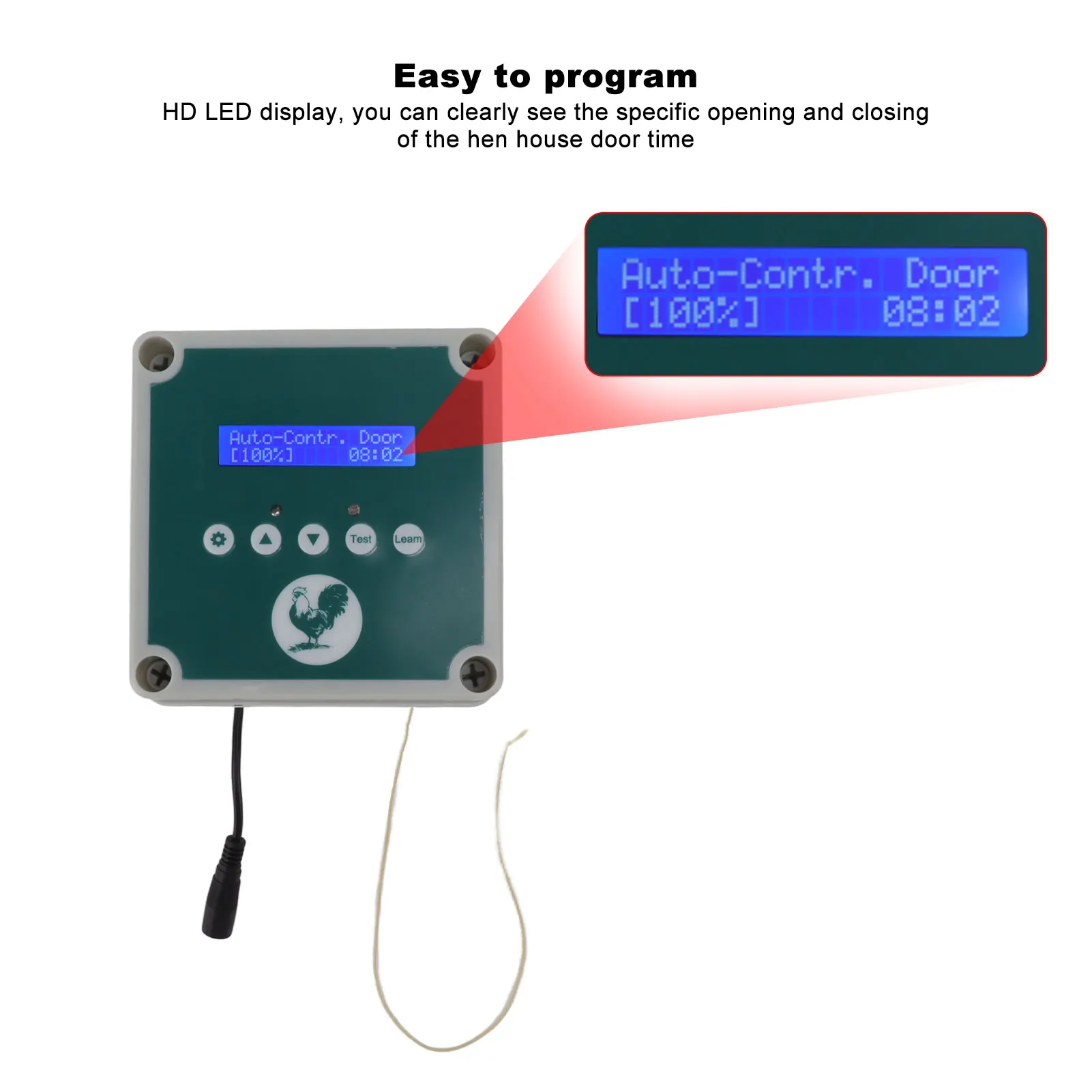 

Automatic Chicken Coop Door Controller IP44 Cage Opener Remote Control Poultry House Door Actuator Motor Kit with Timer Light Se