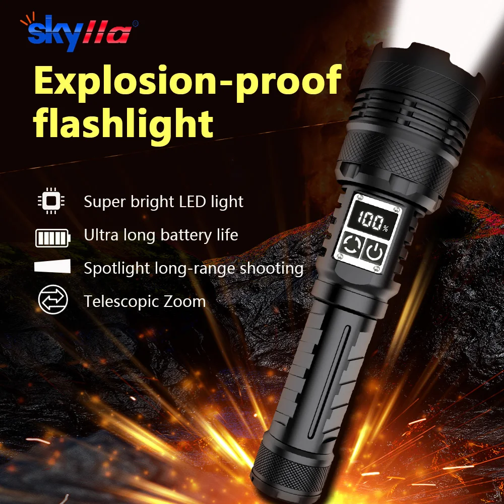 最も強力な防爆-led-懐中電灯強力なライトランタン-usb-充電式長距離戦術的なトーチランプ