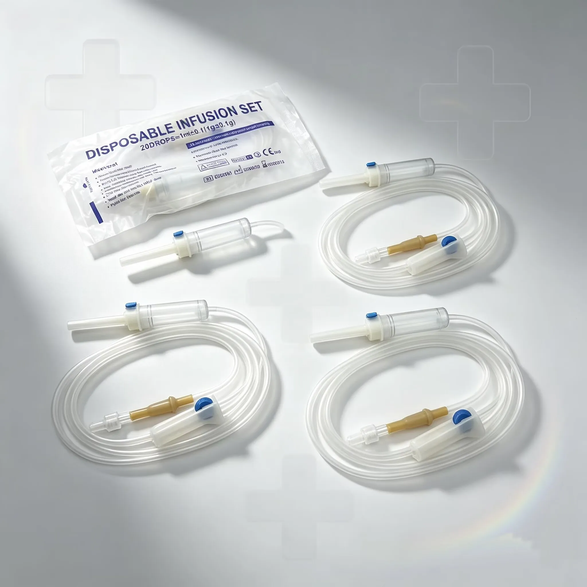 Veterinary Animal Disposable IV Infusion Set with Screw Cap for Hanging IV Fluids (Pet Hospital Supplies)