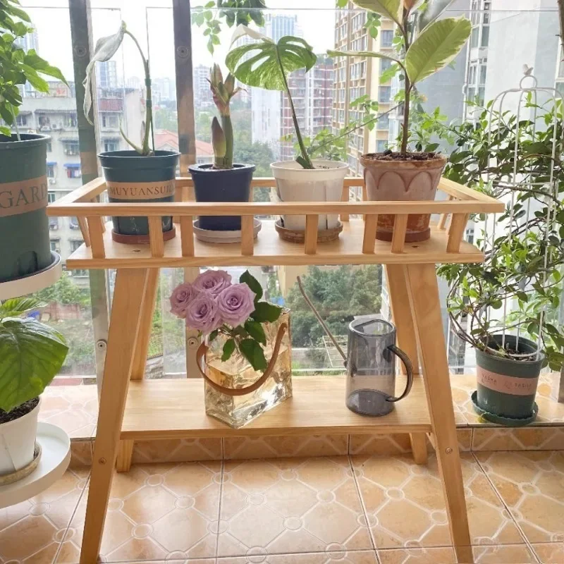 

Solid wood flower stand, living room, balcony shelf, indoor flower pot shelf, multi-layer floor-to-ceiling light luxury