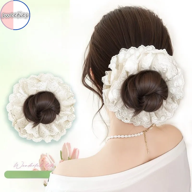 Spring Lace Flower Bud Head Synthetic Wig Simulation Natural Lace Headband Sweet Ball Head Women's Wig