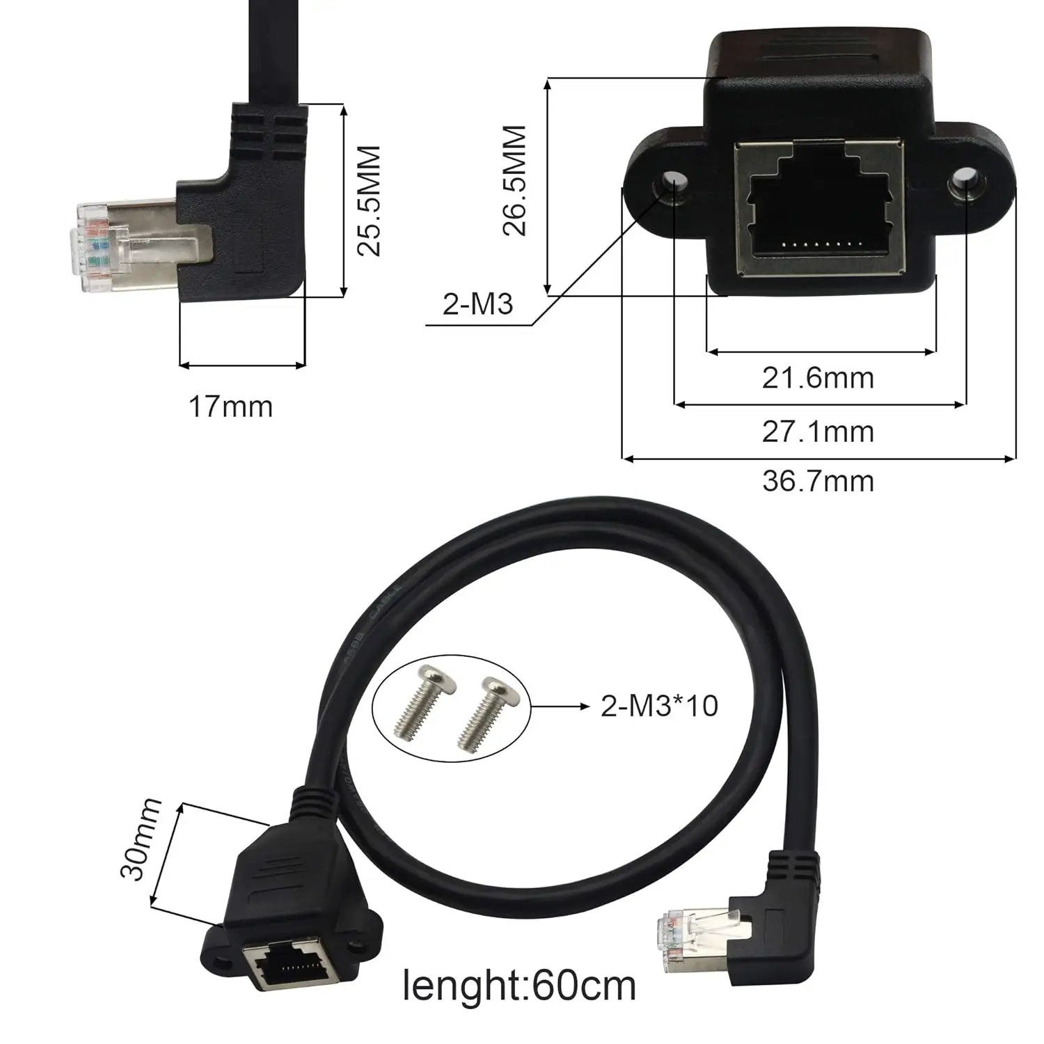 

Cat 6 Ethernet Extension Cable RJ45 90 Degree Up Down Left Right Angle UTP Network Cable Patch Cord Cat5 Cat6 Lan 8p8c Cable