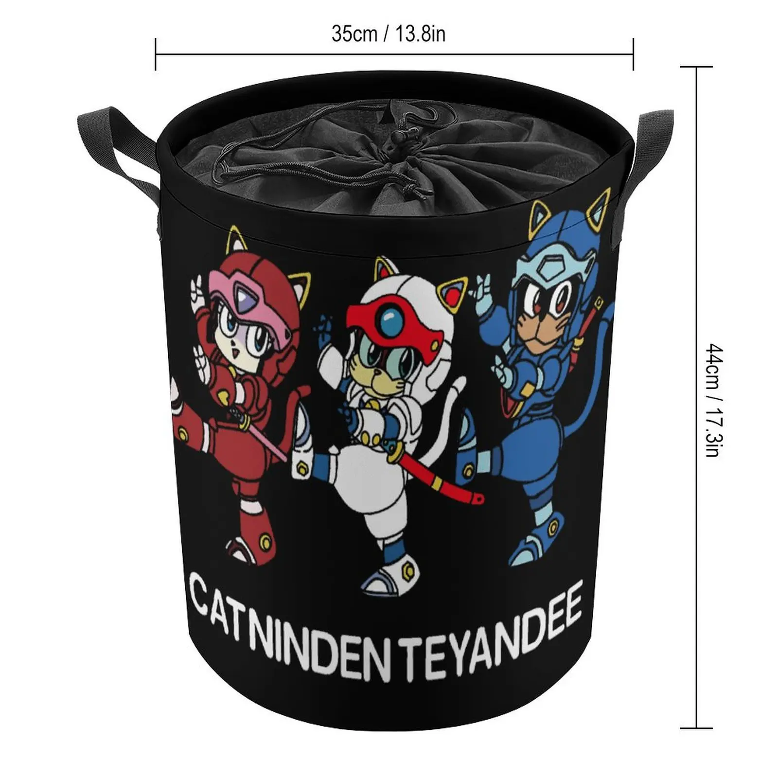 Storage Bins Kyatto Ninden Teyandee  Samurai Pizza Cats Large Capacity Casual Graphic Laundry Basket Durable Portable Towels Tra