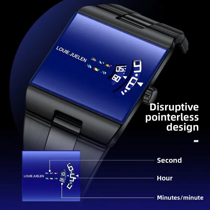 New Trendy Tech Men's Watch Borderless Laser Starlight Quartz Wristwatch