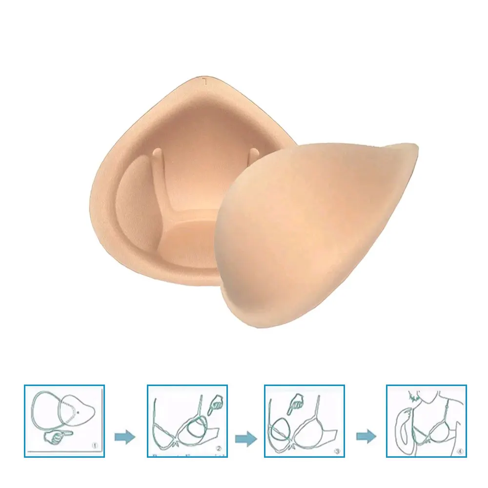 1Pair Realistic Sponge Breast Forms Fake Boobs Enhancer Bra Padding Inserts for Swimsuits Crossdresser Cosplay Health Care