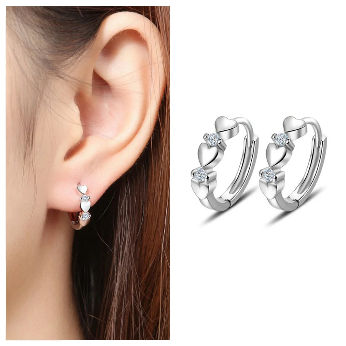 2025 новые женские серьги с кубическим цирконием в форме сердца с персонализированными маленькими кругами и изысканными женскими ювелирными аксессуарами