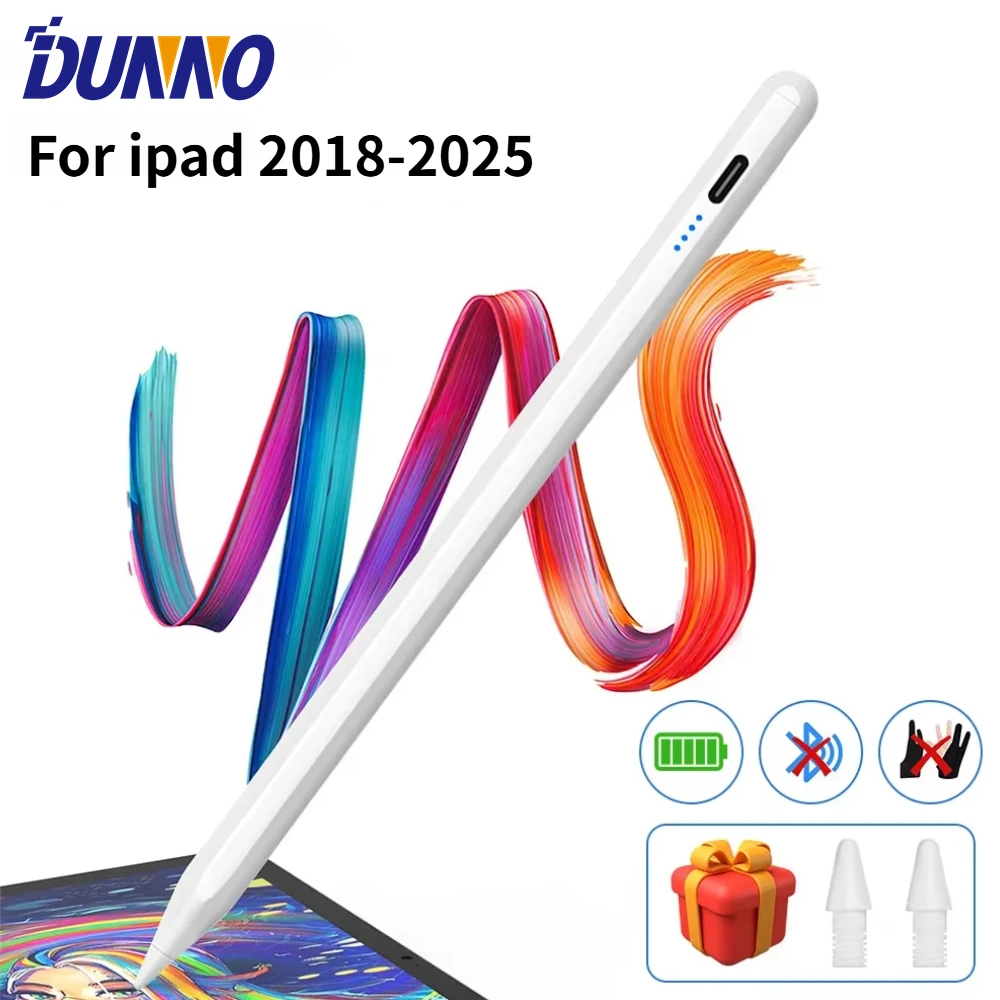 قلم رصاص لجهاز iPad Air M2 2024 مع قلم لوحي قابل لإمالة رفض اليد لجهاز iPad Pro M4 Pro 11/12.9 iPad 5/6/7/8/9/10th Mini 6