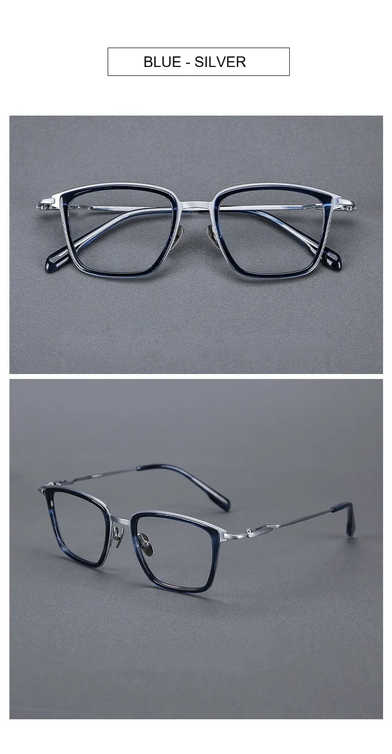 EYELUYAN 155mm Größe Breites Gesicht Brillengestell Männer Acetat Titan Fashion Square Vollrand Optische Brillengestell – Detail 7