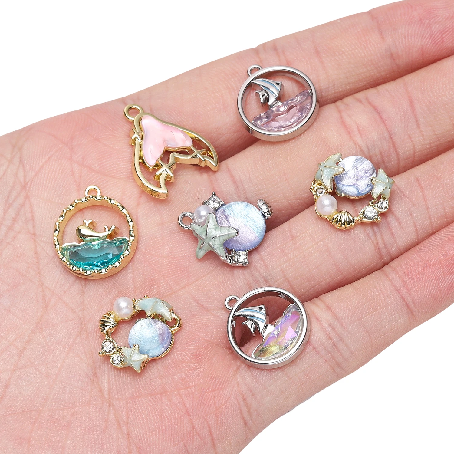 كريستال الخرز الزركون البحرية ذيل السمكة قلادة جالبة للحظ لصنع المجوهرات أقراط قلادة سوار ذاتي الصنع إكسسوارات الديكور سحر