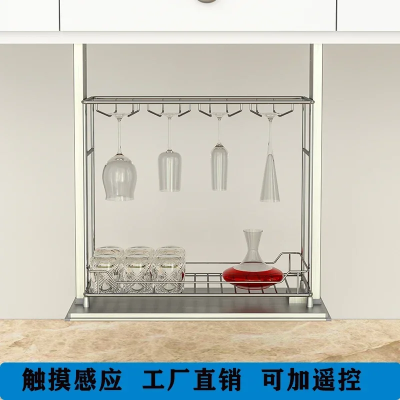 Angel particle kitchen cabinet electric vertical lift wine rack touch voice control integrated basket ultraviolet disinfection