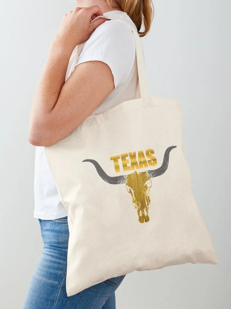 

Texas Longhorn Bull Cow Skull Design Tote Bag Women's bag tote bag men's Eco reusable grocery bags