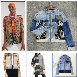 Foreign trade original single Spanish new fashion 23 years patchwork women's denim coat