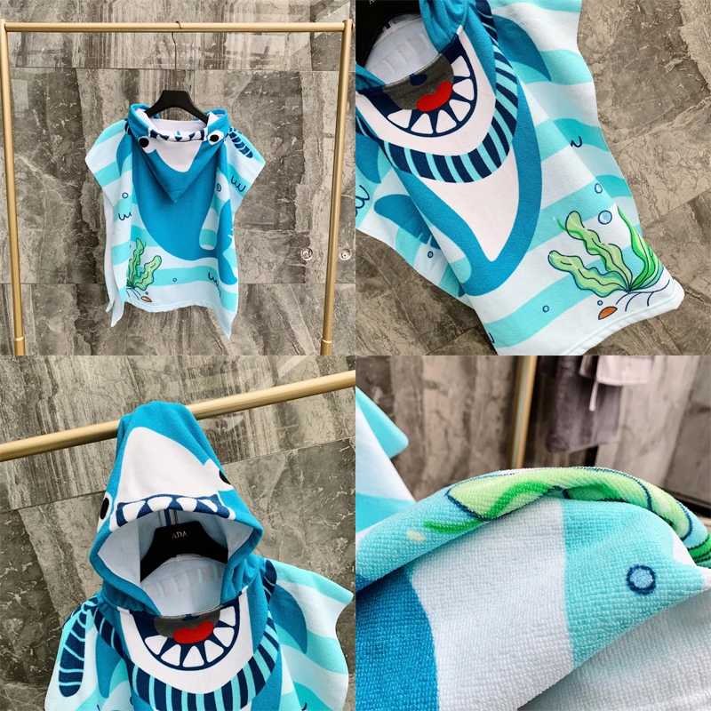 Kids Bathing Stuff Infant Washcloth Children\'s Bathobes Child Kid Hooded Cloak Bathrobe Towel Cotton Beach Towel Baby Robes