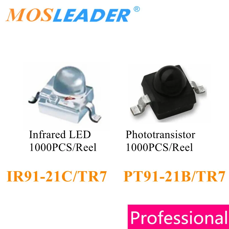 

Mosleader IR91-21C/TR7 PT91-21B/TR7 1000PCS SMD 1.9mm 940nm IR91-21C PT91-21B Water clear Original Infrared LED Phototransistor