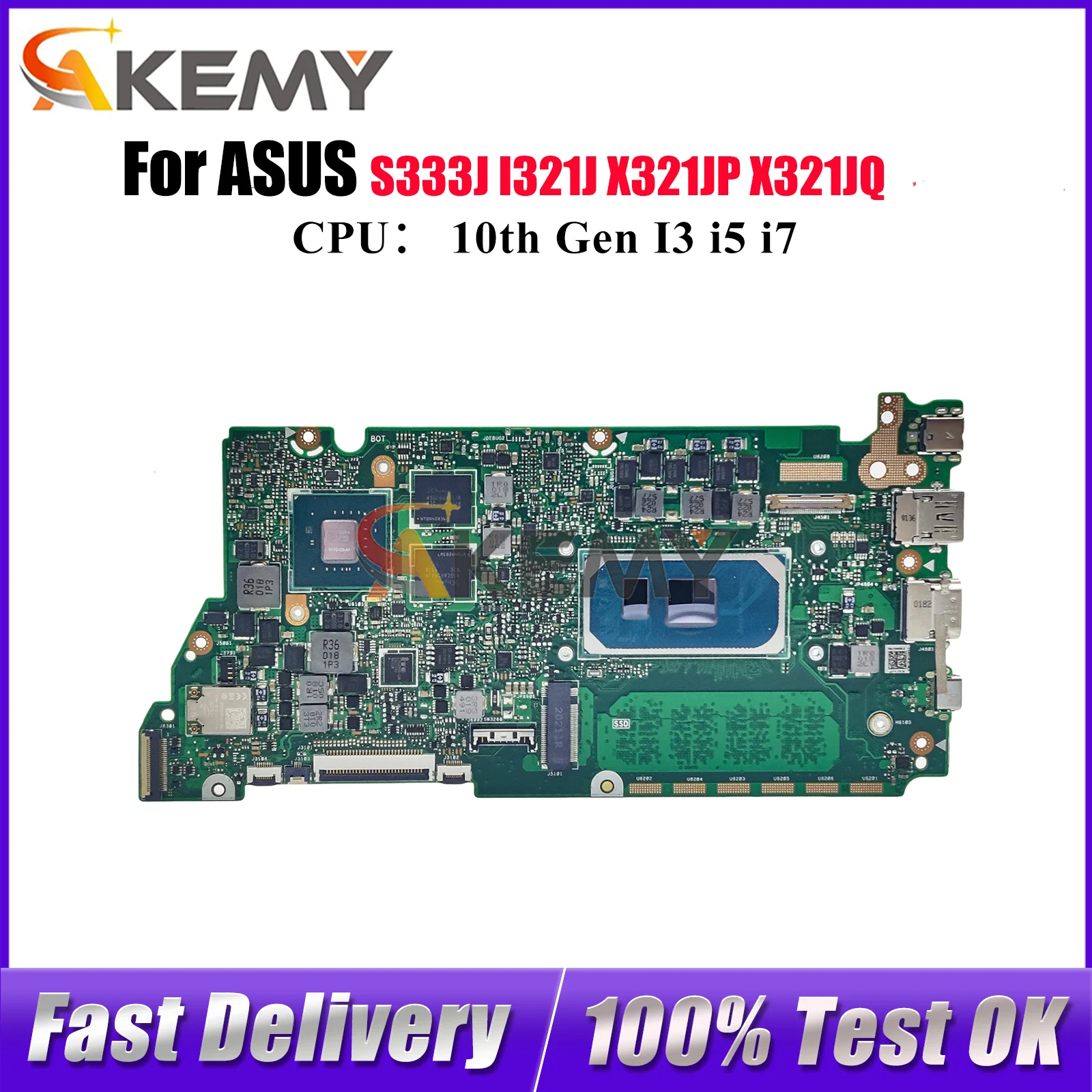 

X321JP Материнская плата для ноутбука ASUS VivoBook S333J X321J X321JQ X321JP I321J Материнская плата с 10-го поколения I3 i5 i7 100% тест OK stk