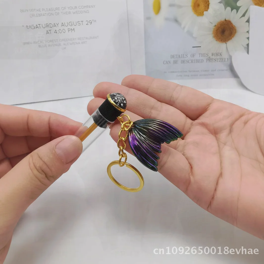 2024 피쉬테일 컬러 포일 키체인 마스카라 브러쉬 프놈펜 일회용 속눈썹 빗 링 테스트 튜브 멀티컬러 7g 내용량