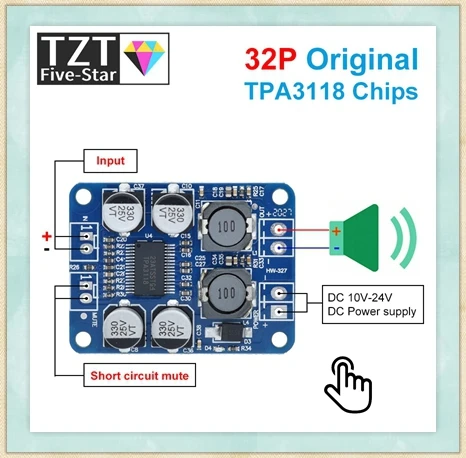 1/3 Stück XY-P15W 10W/15W/20W Stereo Bluetooth-5.0 Leistungsverstärker-Platine 12V/24V Hochleistungs-Verstärkermodul – Detail 3