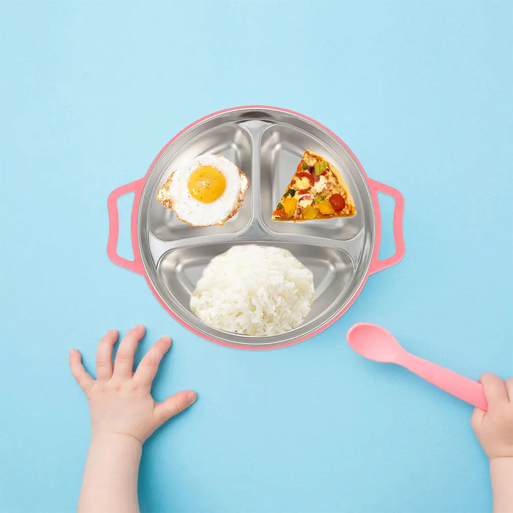Divided Stainless Steel Food Plate for Healthy Eating Meal Prep Portion Control Kids Toddler Snack Serving Dish Home Storage