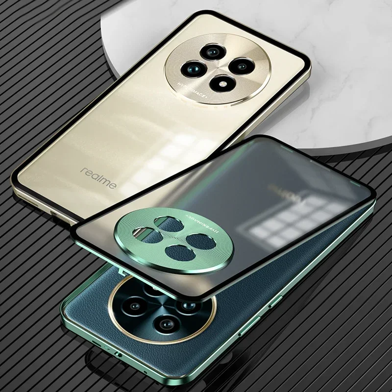 

Metal Frame Lens Protection Matte Shockproof Phone Case Shell for Realme 11 13 12 Pro Plus 5G Bumper Back Cover Accessories