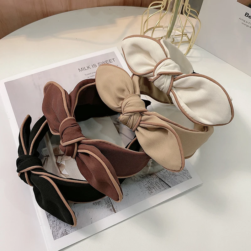 

New Style Simple Color Package Rabbit Ear Hairbands Woman, Wide-brimmed Bow Headband Fashion Pressure Hair Accessories
