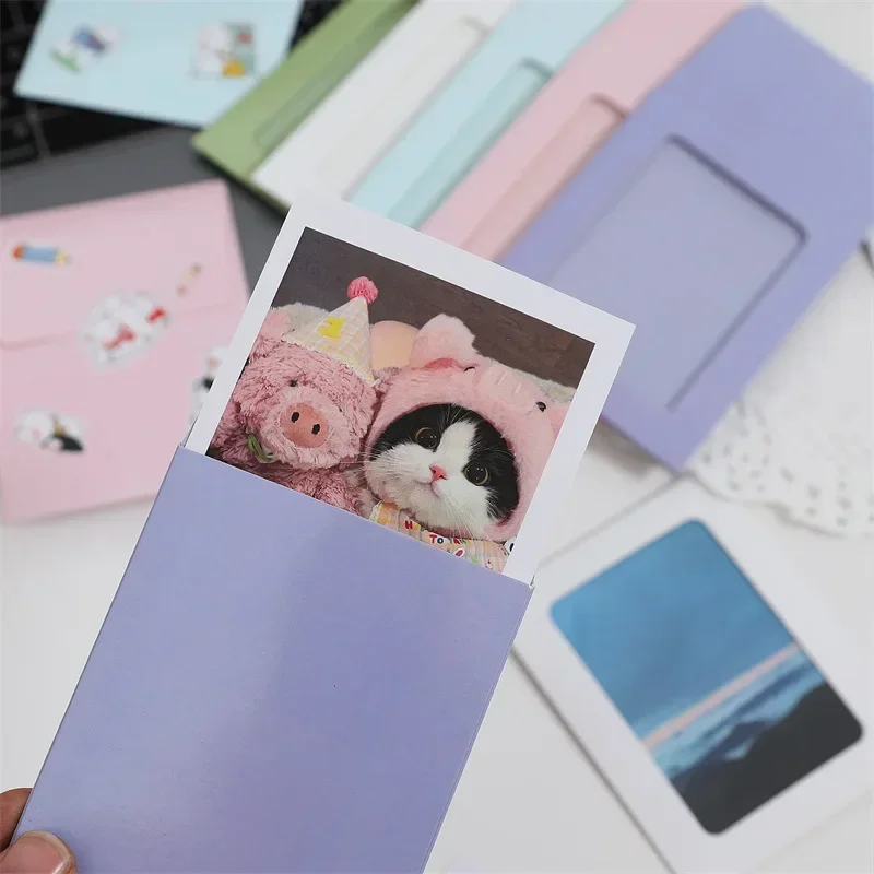 Imagem -05 - Macaron Janela Transparente Envelopes Titular do Cartão de Papel Faça Você Mesmo Photo Frame Presente de Armazenamento Embalagem Bolsa Envelope do Bolso Kawaii Pcs 10 Pcs