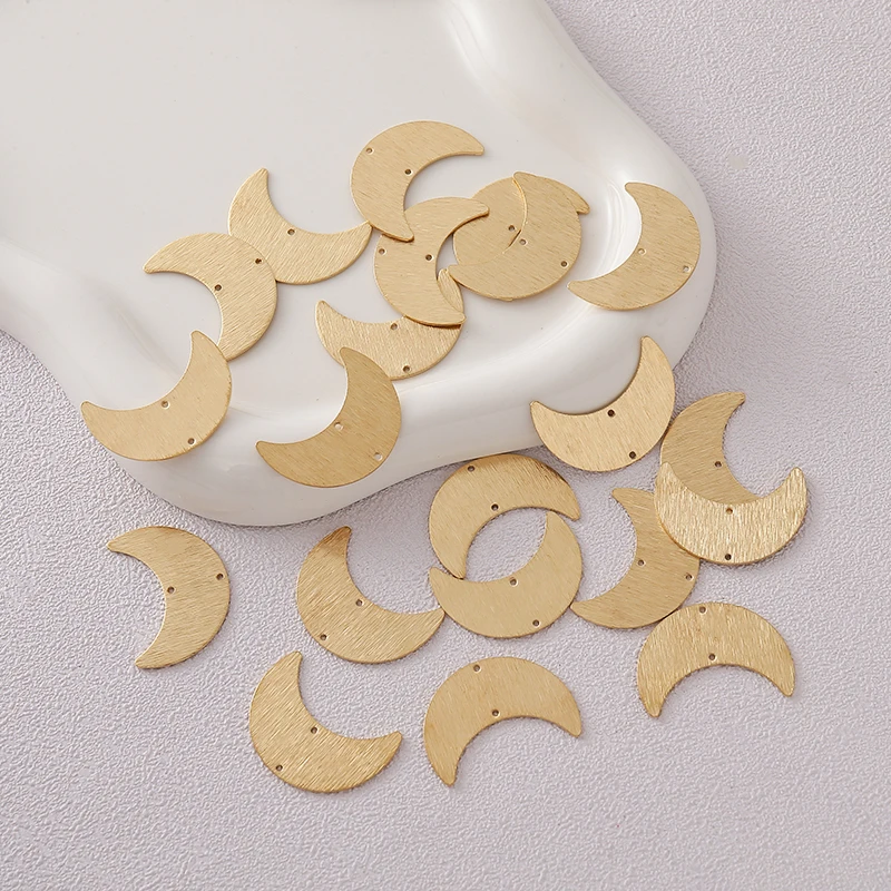 

20PCS primary color brushed brass moon double hole DIY accessories suitable for handmade