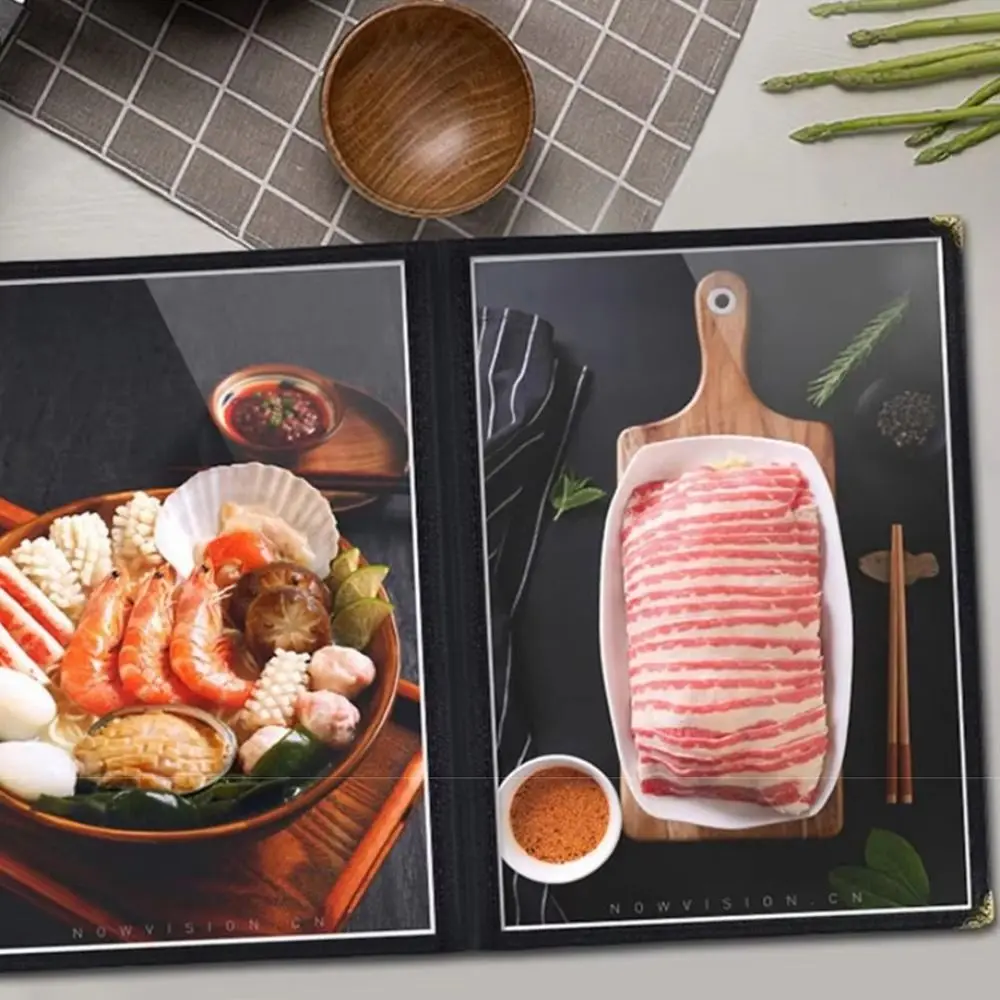 Durable Transparent Menu Cover Foldable PVC Menu Paper Holder Double Panels a4 Size Recipe Book Cover DIY Menu Making