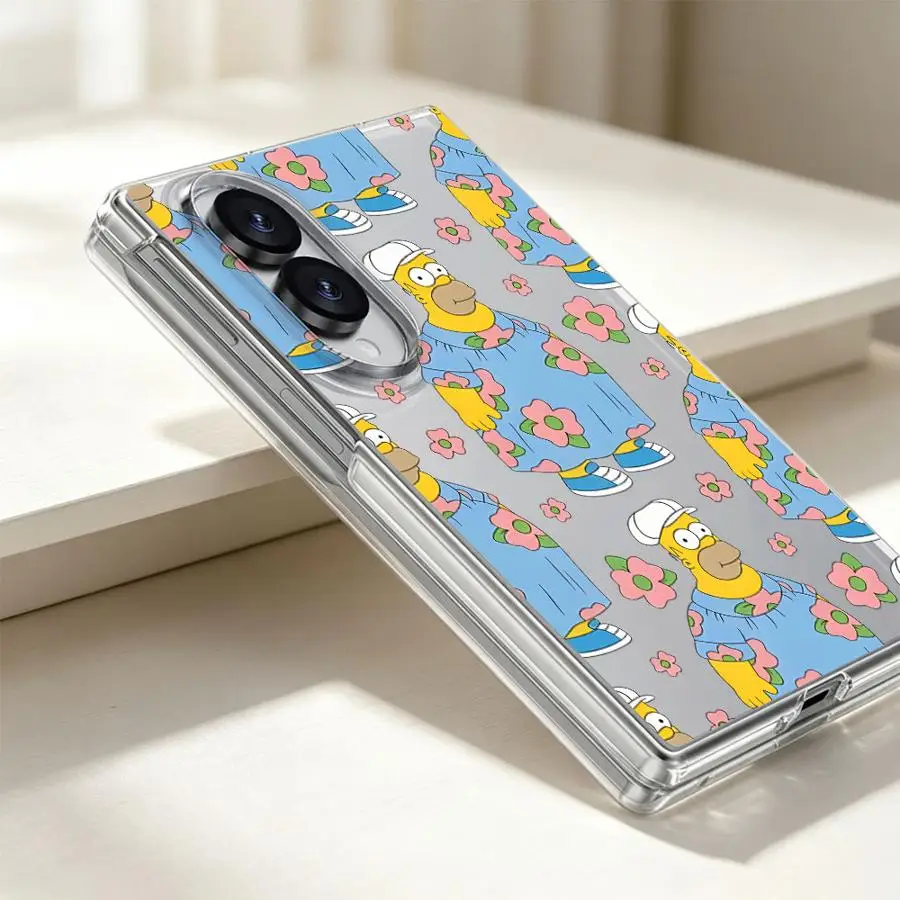Cartoon Cute Simpson Case for Samsung Galaxy Z Fold 8 Ultra ZFold7 ZFold3 Z Fold 7 6 5 4 3 ZFold4 ZFold6 ZFold5 Transparent Soft