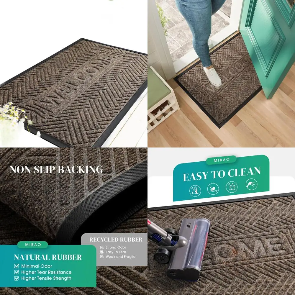 

Прочный низкопрофильный придверный коврик, нескользящий, удерживает грязь и влагу, легко чистится, 47 x 32, коричневый