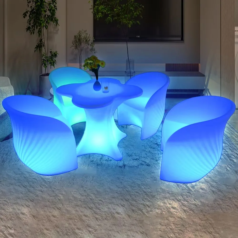 Factory Direct Sales Outdoor Party Atmosphere Luminous Tables And Chairs Outdoor Luminous Furniture Color Changing Furniture