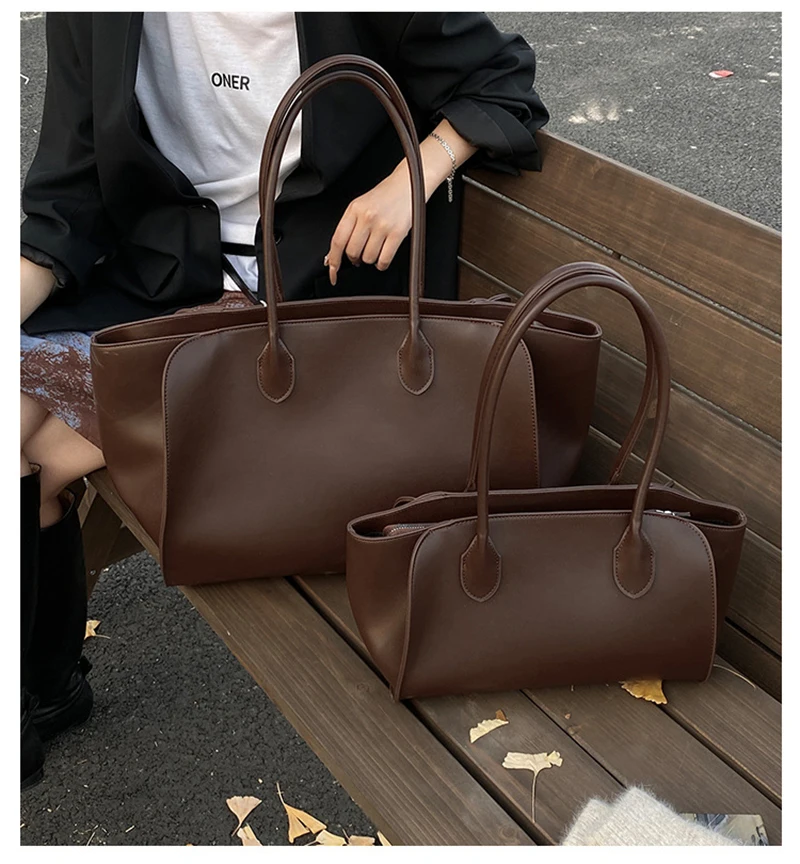 

Luxury Women's Large Tote Bag PU Leather Shoulder Bags Female Retro Handbags High Quality Ladies Messenger Bag Black