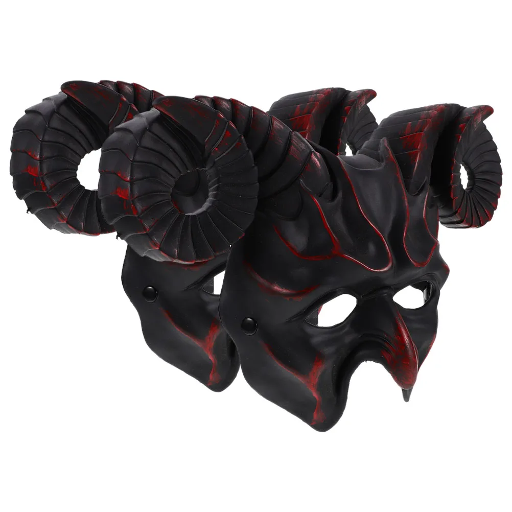 

2 Pcs Horn Mask Adult Masquerade Fancy Dress Aldult Demon Half PR Halloween Eye