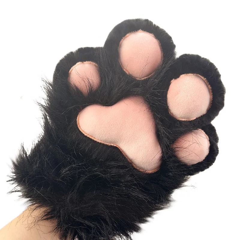 Plush Furry Cat Claw Gloves Faux Fur Fox Paws Mittens for Halloween Cosplay Costume Accessories Gloves