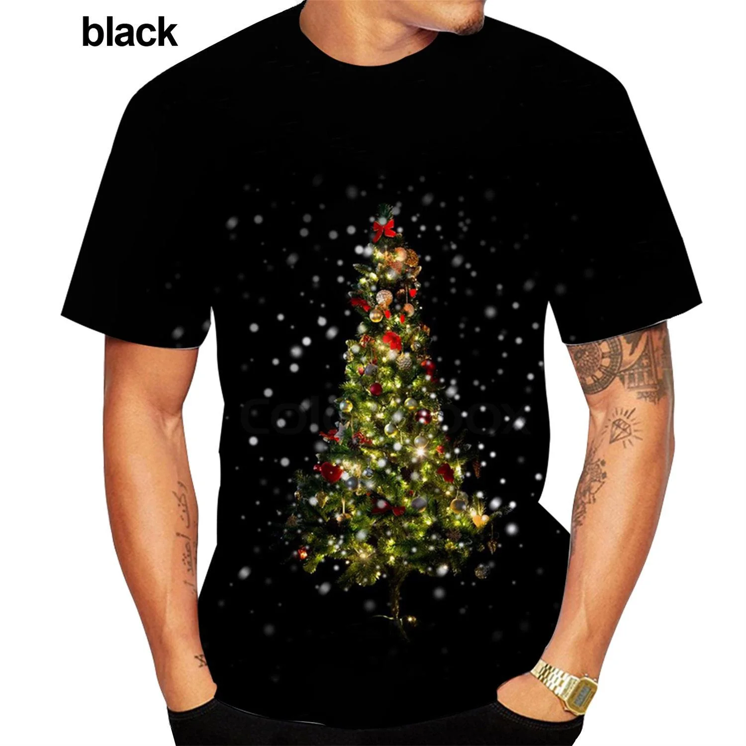 Summer Men's Fashion 3D Print T-shirt Christmas Short Sleeve Unisex Casual Christmas Tree Short Leeve Tops T Shirts