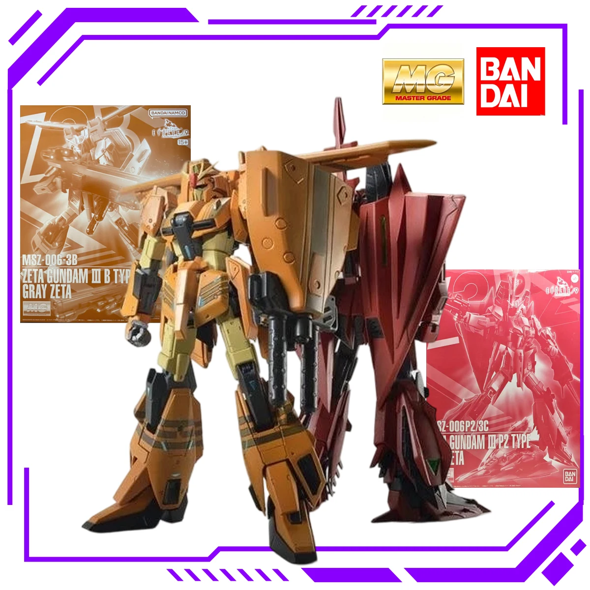 En stock Bandai MG 1/100 MSZ-006-3B Zeta Gundam III EVOLVE Ver. Modèle de robot articulé d'anime à assembler, jouet de collection, cadeau pour garçons