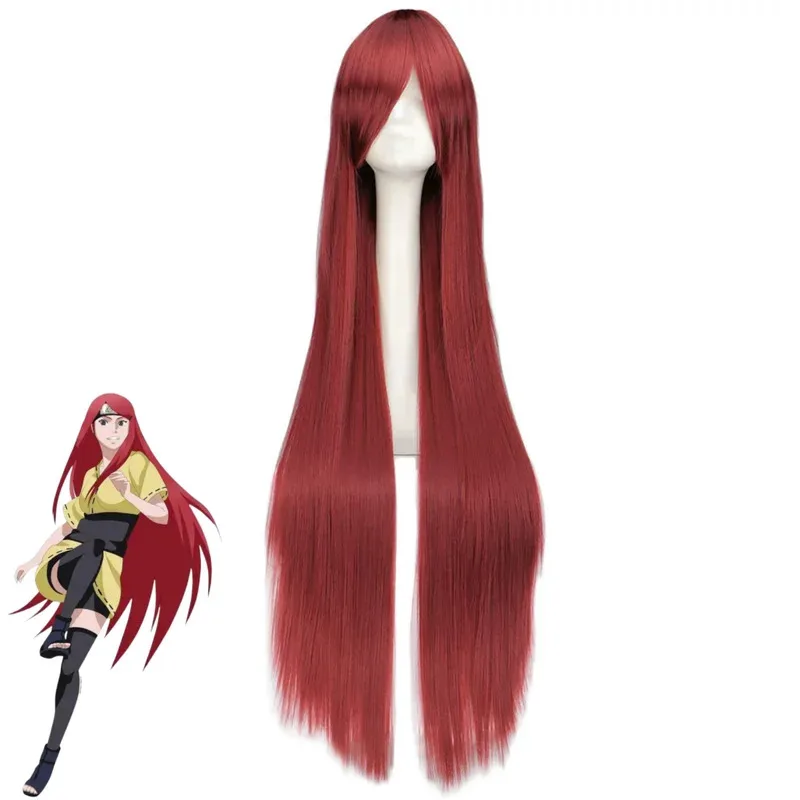 애니메이션 우즈마키 쿠시나 코스프레 의상 노란색 짧은 소매 탑 배틀 유니폼 레드 가발 여성 섹시한 카니발 할로윈 슈트;3,k8't