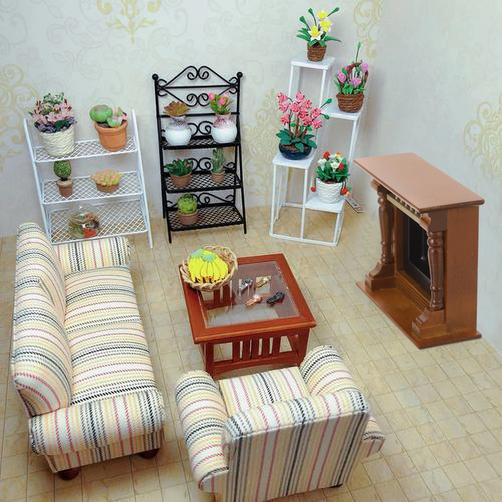 

Wooden Simulated Fireplace Model Mini House Accessories Miniature Prop for DIY Craft Furniture Adornment Dollhouse