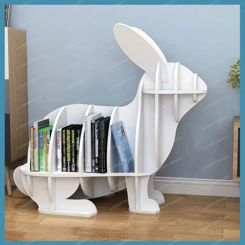 S/M Creative Animal-shaped Rabbit Bookcase Kindergarten Kids Furniture Children's Bookshelf Rack Home Decoration Floor Ornaments