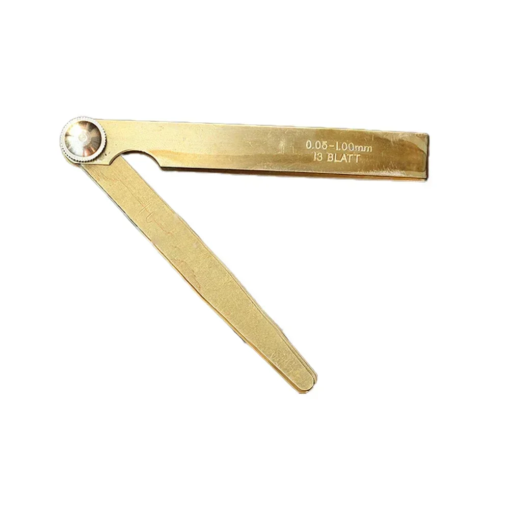13pcs Feeler Gauges High Precision Metric Brass Foldable Feeler Gauge 0.05-1m 13 Blade Brass Measure Tool