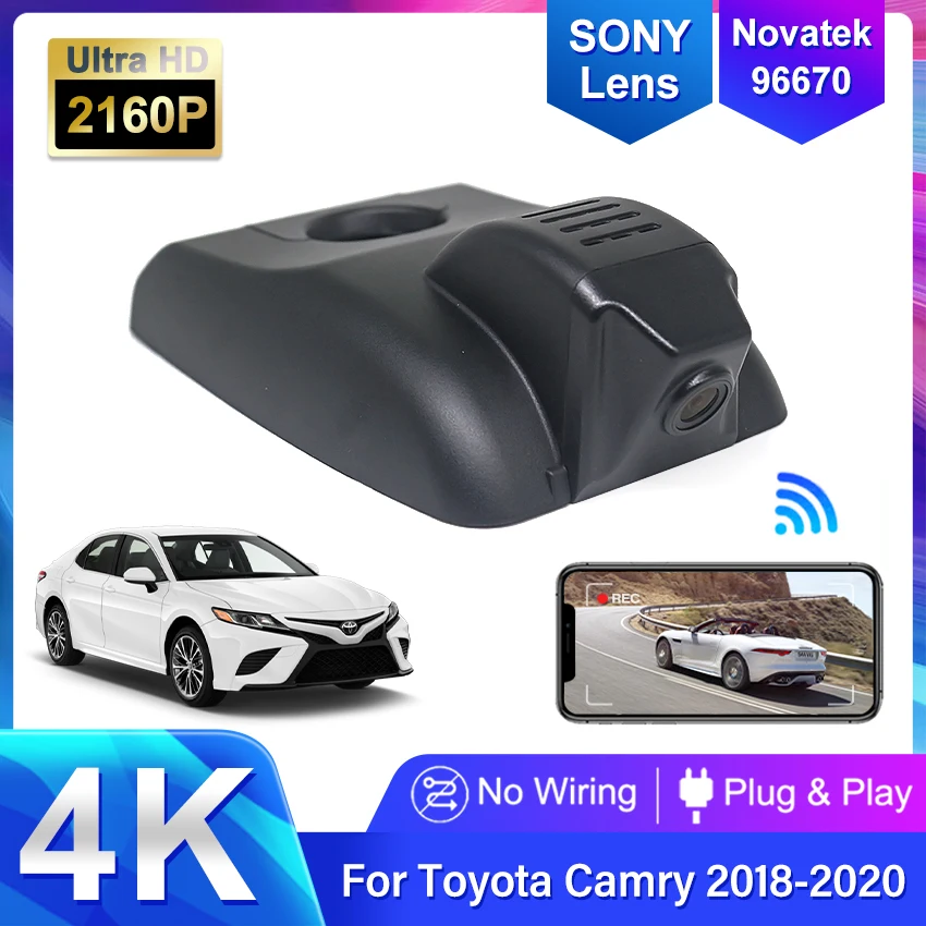 

Видеорегистратор автомобильный 4K 2160P, Wi-Fi, для Toyota Camry 70/V70/XV70/SE/XLE Hybrid 2018/2019