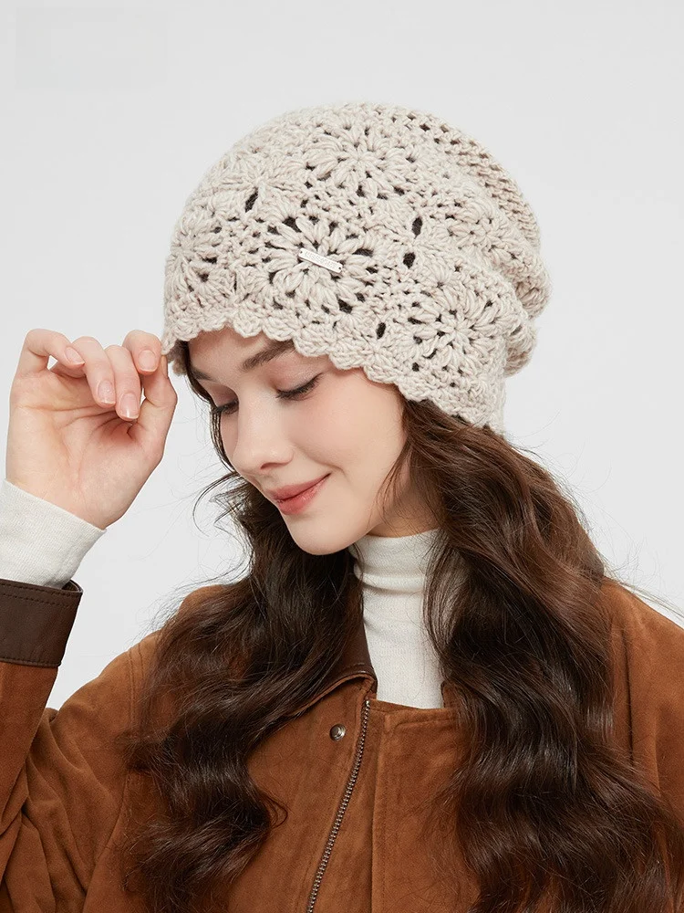 handmade-knitted-hollow-out-crochet-flower-women's-hat-large-circumference-versatile-ey-hair-concealing-face-slimming-sprin