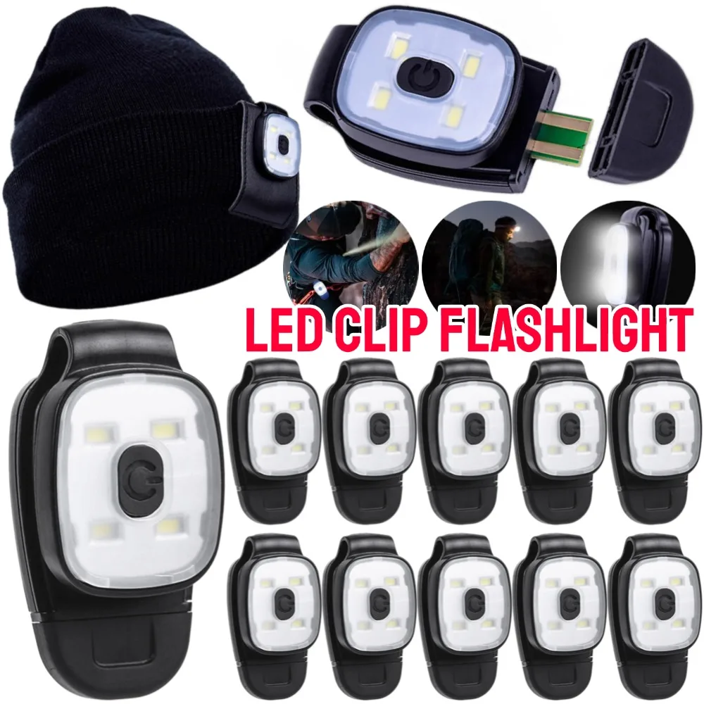 Hands-Free LED Clip Flashlight Warning Lights Clip Keychain Safety Night Light Waterproof for Walking Running Fishing Emergency