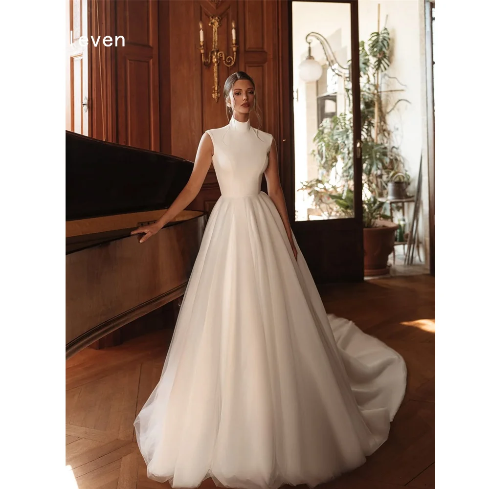 

Smileven Luxury A-line Prom Dress High Neck Evening Dresses Romantic Button Sleeveless Party Gowns Customized 2026