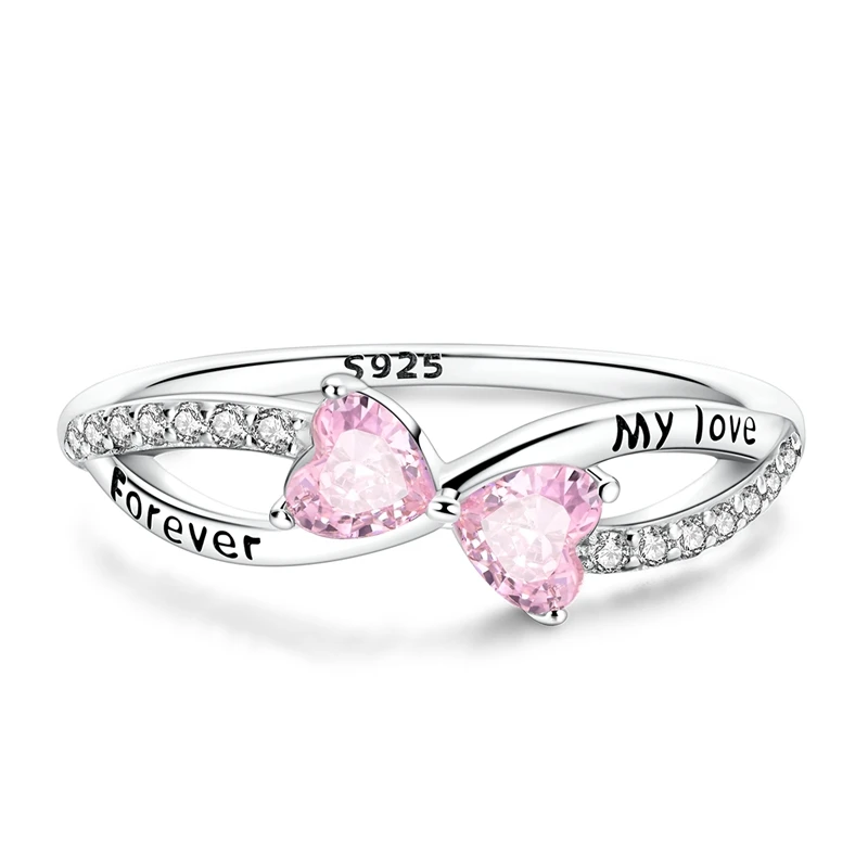 Original 925 Sterling Silver Sparkling Eternal Love Ring For Women Girls Jewelry Birthday Anniversary Gifts