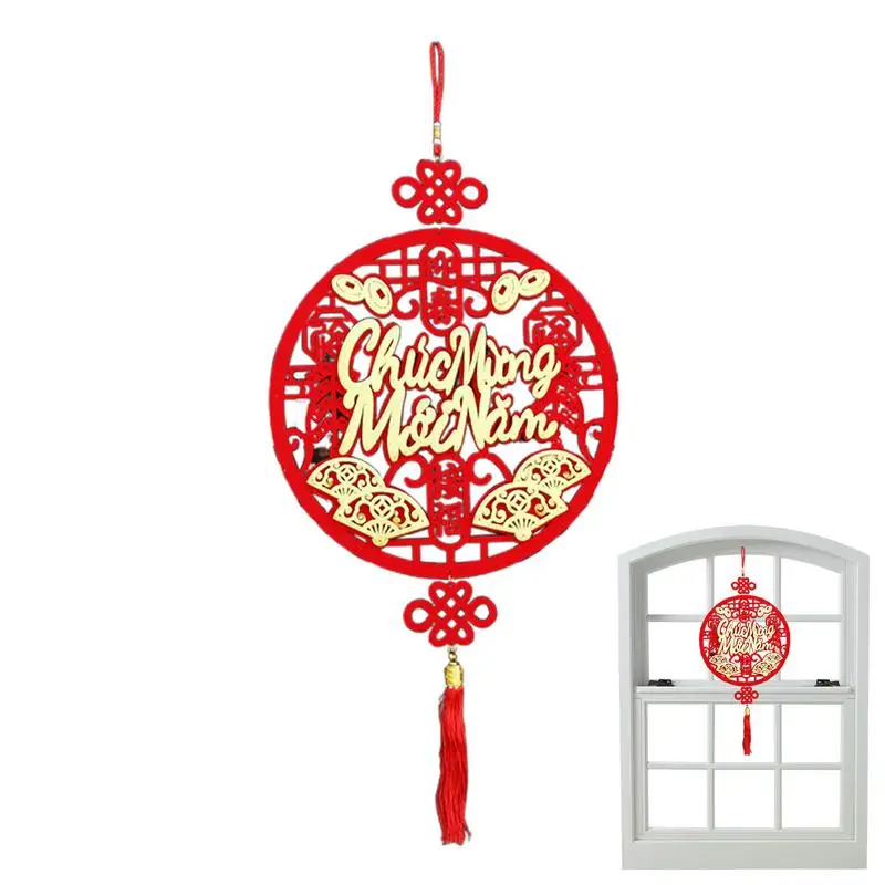 2025 Spring Festival Pendants Lunar New Year Hangable Decoration Vietnamese Letter Spring Festival Fan Ornament For Wall