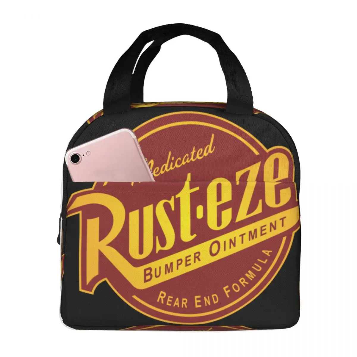 Bolsa de almuerzo con logotipo de rust-eze, fiambrera aislada portátil Unisex, caja Bento de alimentos