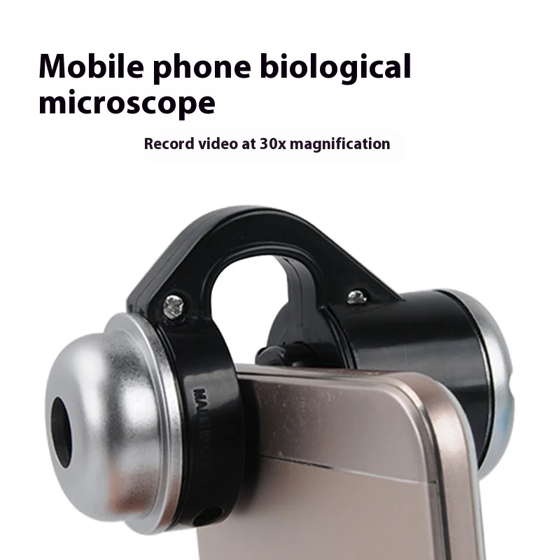 Pocket Phone Microscopes, 30X Clip On Microscopes Magnifier with Cpl Lens & Led Light, Portable Microworld